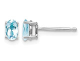 2/3 Carat (ctw) Solitaire Oval Cut Aquamarine Earrings in 14K White Gold